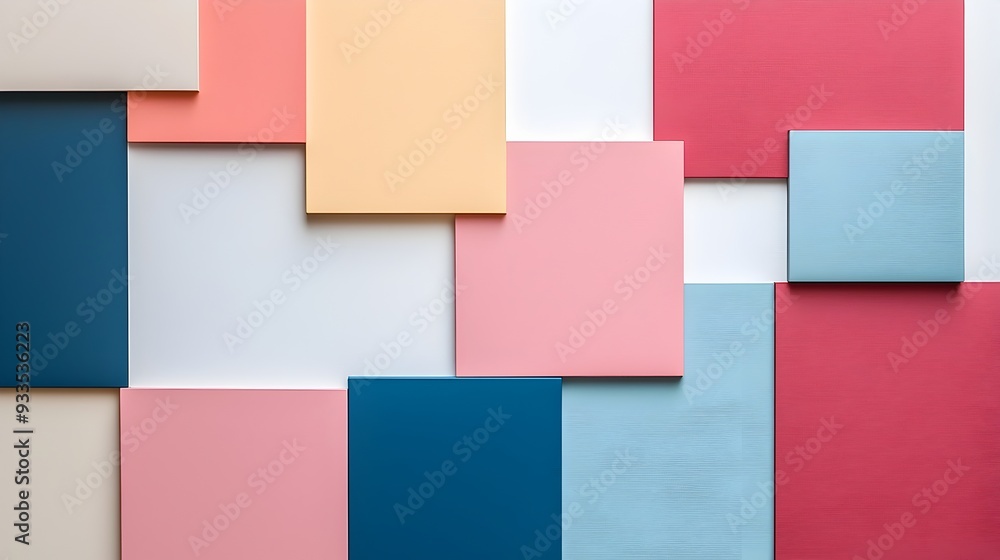 Aufkleber minimalist geometric abstract with asymmetrical color blocks