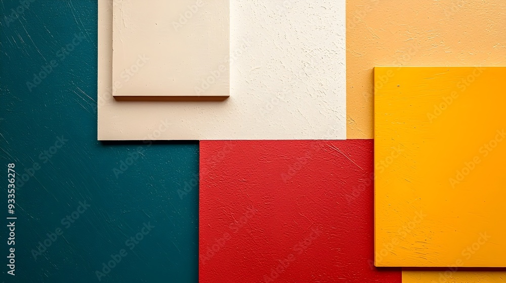 Poster minimalist abstract asymmetrical color block composition for modern decor