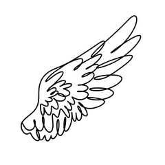 Fototapeta premium Angel wing one line art drawing 
