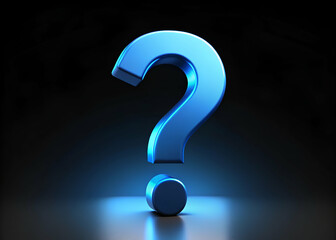Blue question mark on dark background