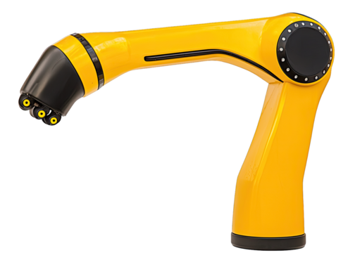 Modern yellow robotic arm showcasing advanced technology for automation and industrial applications.
