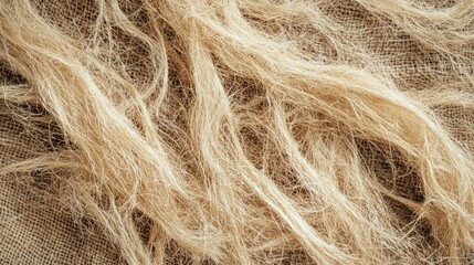 Obraz premium A pile of raw jute fibers, with ample space on the top for text