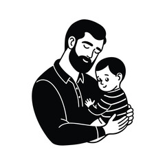 Obraz premium Heartwarming vector art of father and baby for a joyful Father's Day celebration.