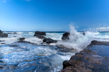 Seascape. waves beating against the rocks in El Golfo. Sabinosa. El Hierro island. Canary islands