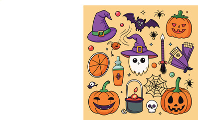 Hand Drawn Halloween Vector Elements Collection
