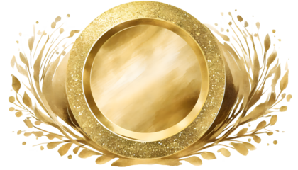 Gold Circle on a isolated on white background. Generative AI.