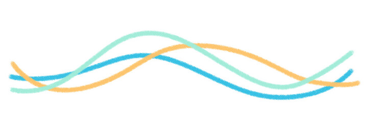 Colorful charcoal pencil wavy line isolated on transparent background