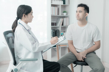 Doctor counsels young man about prostate cancer and sexually transmitted diseases. Prostate cancer...