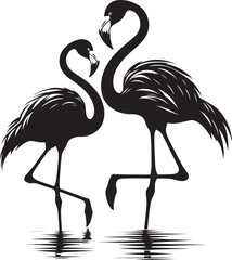 Beautiful flamingo bird silhouette illustration isolated on a white background