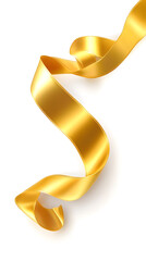 Golden ribbon in vector style, isolated on white background