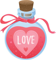 A bottle with a pink substance called love