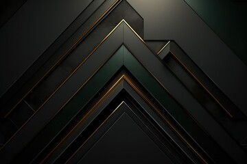 Fototapeta premium Abstract dark background with gold accents and geometric shapes.