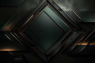 Obraz premium Abstract dark background with gold and black geometric shapes.