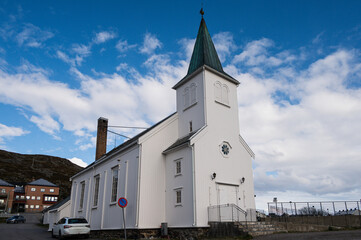 view of the village of Honningsvag, isle of Mageroya, Norway