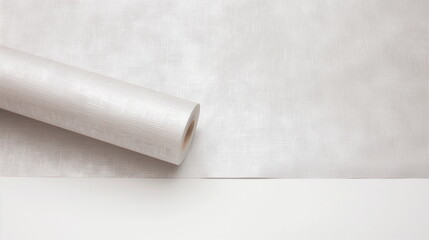 Fototapeta premium White Textured Wallpaper Roll on a Clean Surface for Modern Interior Design and Minimalist Home Decor