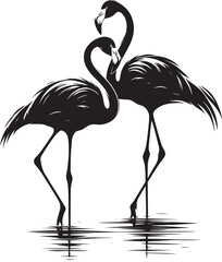 Beautiful flamingo bird silhouette illustration isolated on a white background