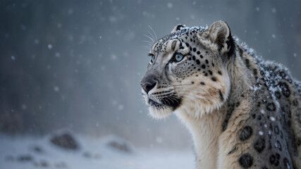 Leopardo delle nevi in inverno