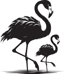 Beautiful flamingo bird silhouette illustration isolated on a white background