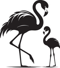 Beautiful flamingo bird silhouette illustration isolated on a white background