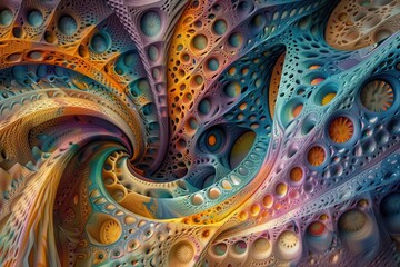 Fototapeta premium Abstract Fractal Pattern with Swirling Colors and Circular Shapes