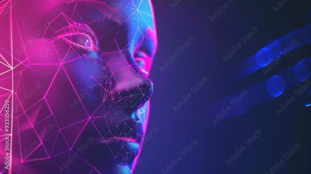 Wall mural human communication with artificial intelligence. generative ai technology.