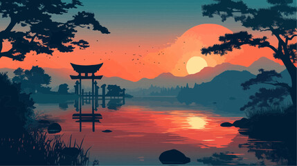 Landscape Vector - Relaxing Japanese Style