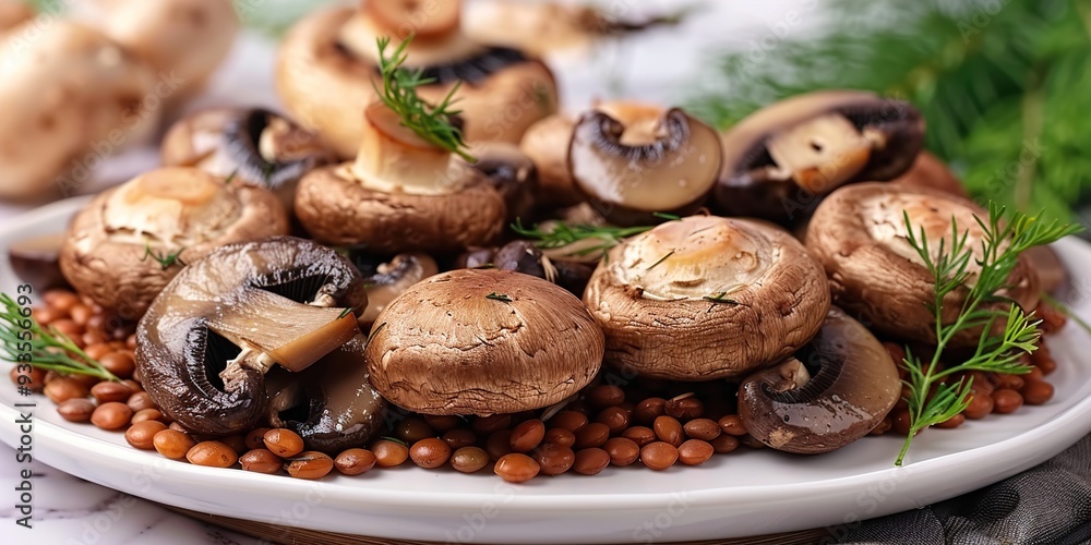 Poster mushrooms on a plate