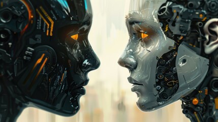 Confrontation between humanity and artificial intelligence.