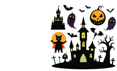 Hand drawn Halloween Vector Elements Set Collection Illustration
