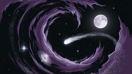 a captivating scene with a black and purple background