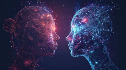 Obraz premium the concept of human interaction with artificial intelligence.