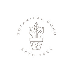 Botanical boho logo plant logo design minimalist vector