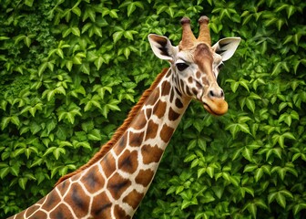 Obraz premium Camouflage Giraffe Hide: Realistic giraffe skin texture blending seamlessly into natural surroundings, showcasing the animal's protective coloration.