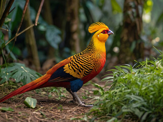 Golden Pheasants in a vibrant natural setting