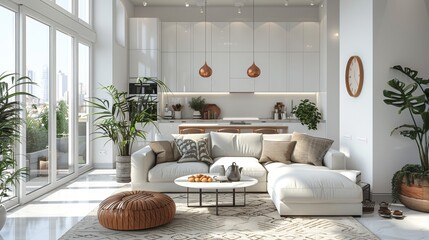 Serene Scandinavian Minimalist Interior with Cozy Touches and Abundant Natural Light