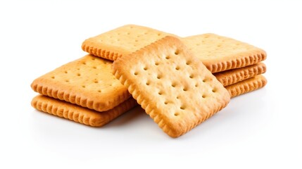 biscuits or crackers isolated on a white backgrounda money bag , stackedwith gold coins, isolated on a white background,generative ai