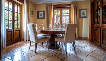 Colourful dining room Spanish Revival Interior Design style