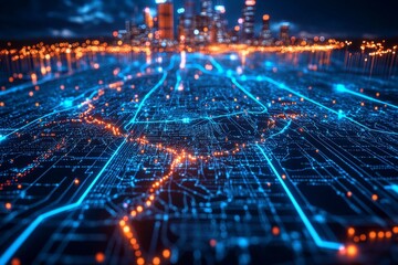 Fototapeta premium Digital map of australia network connectivity created with generative ai