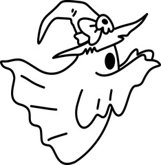 hand drawn groovy ghost doodle line art