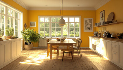Fototapeta premium Colourful dining room Swedish Interior Design Style