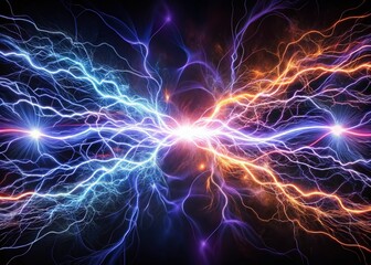 Electric Currents Interlaced: Intricate patterns of electricity flow, conveying a sense of energy and movement.