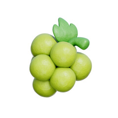 Green Grape, fresh fruits and berries, 3D rendering.