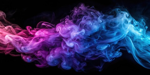 Violet and blue swirling smoke on a black background, abstract, texture, flame, colorful, vibrant, dynamic, design