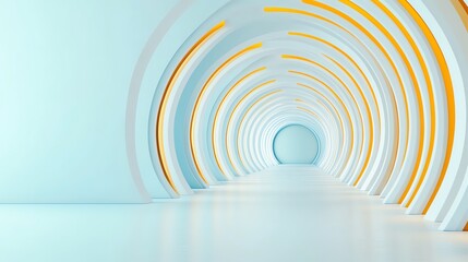Obraz premium Light tunnel, radial patterns, white and gold, minimalistic elegance