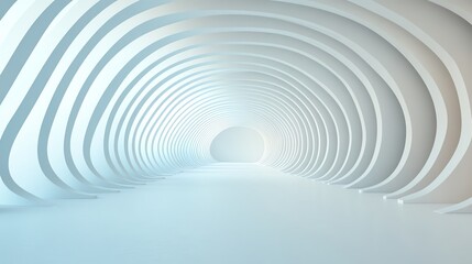 Abstract tunnel, flowing curves, monochrome palette, minimalist design
