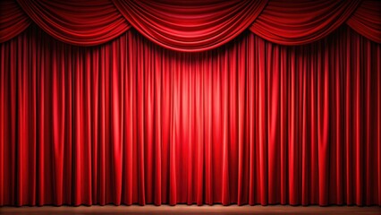 Vibrant red stage curtain for theatrical performances, theater, stage, performance, fabric, drapery, red, grand