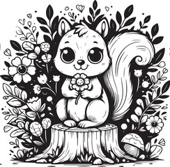 squirrel vector art,graphics squirrel icons set,vintage illustration squirrel clipart,vector squirrel flat style artwork design