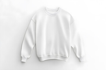 Mockup of white sweatshirt, blank pullover with a long sleeve, isolated on white background	