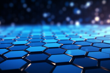 Obraz premium Abstract blue hexagons pattern background for design.Hi-tech science and research concept innovation.