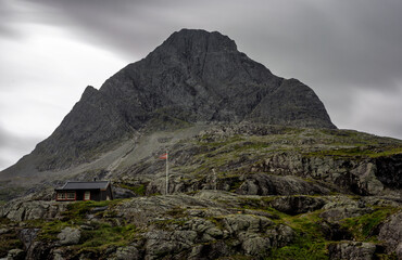 View of the Norwegian mountains in the Trollstigen region.